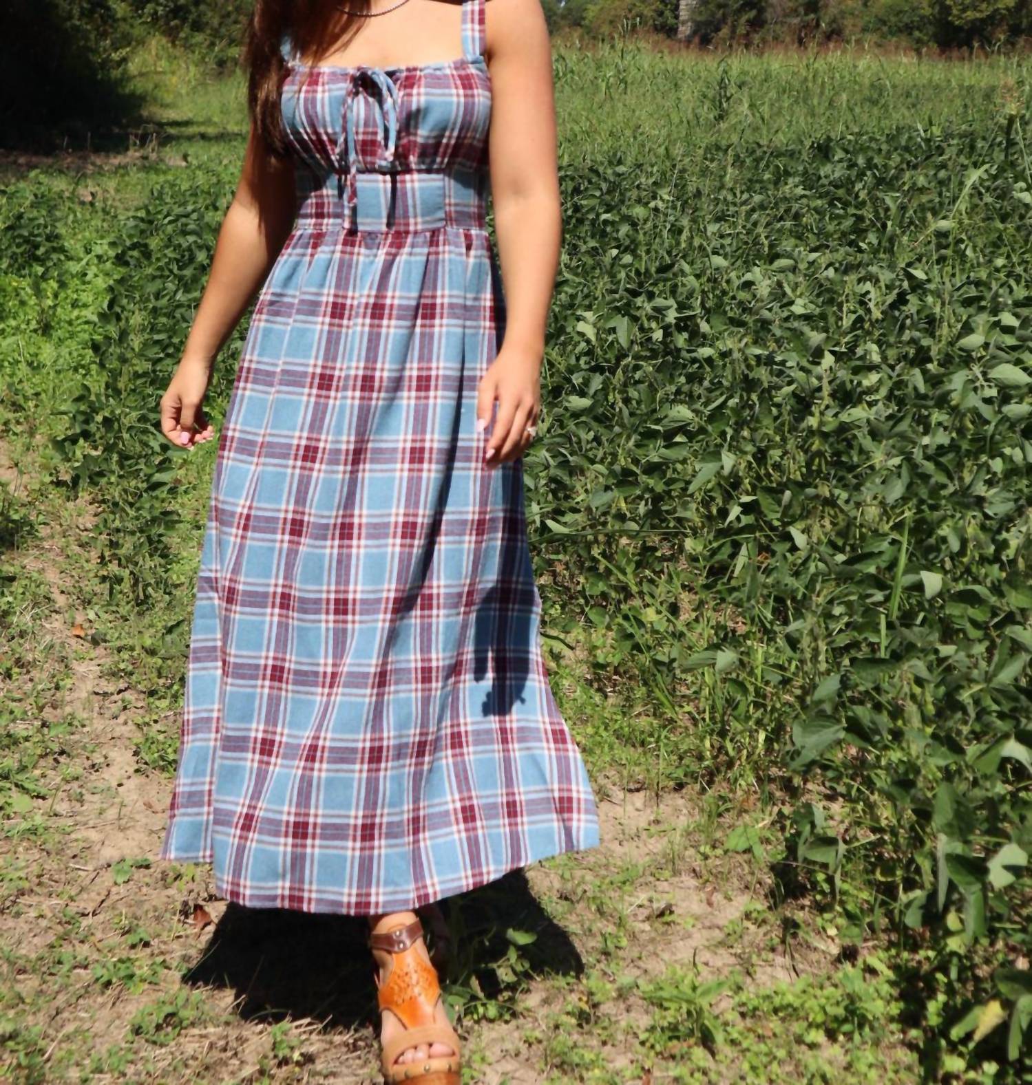 Sadie & Sage - Women's Elvira Flannel Milkmaid Midi Dress