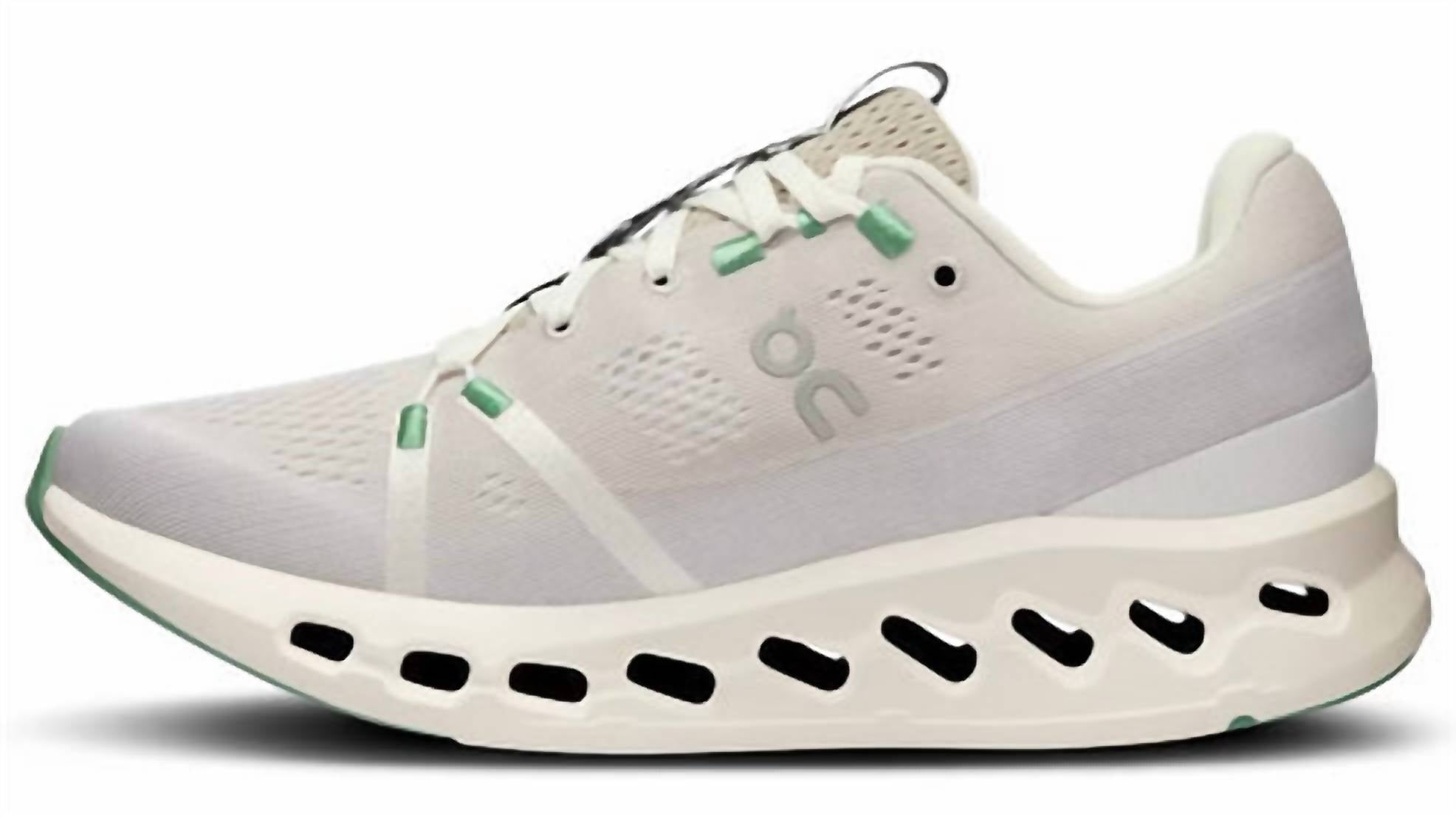 On Women's Cloudsurfer Shoe in pearl ivory - women's sneaker - detail view