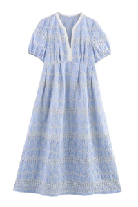Sundayup - Women's Embroidered Short Sleeve Dress