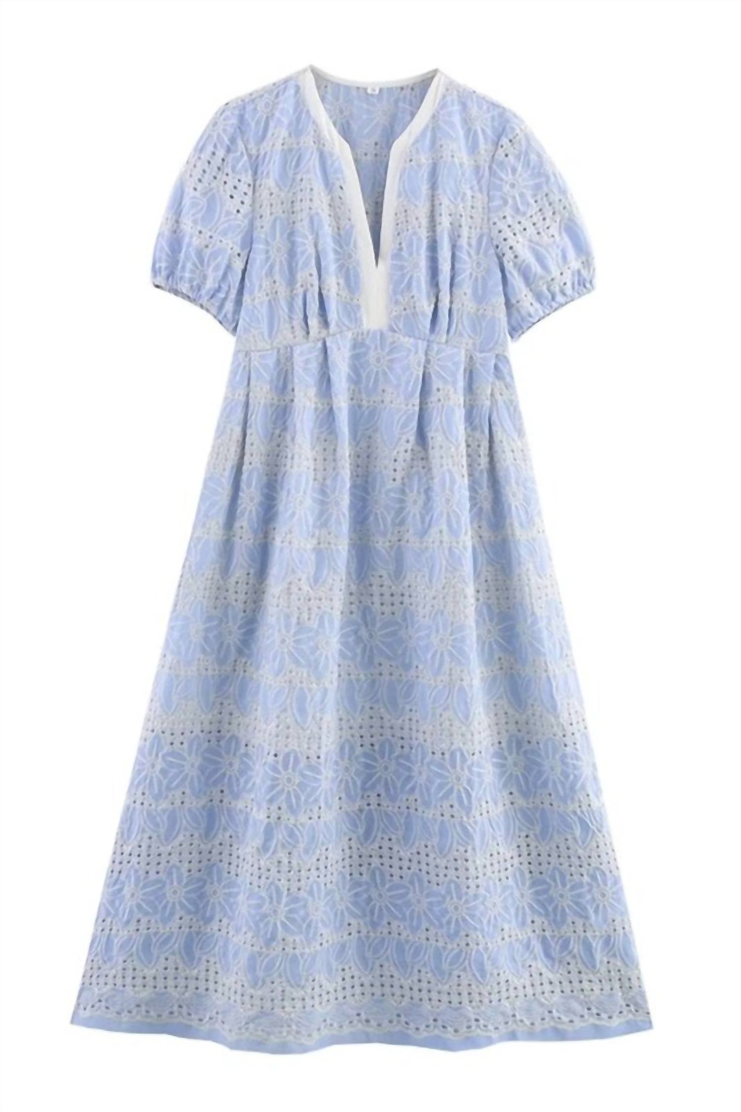 Sundayup - Women's Embroidered Short Sleeve Dress