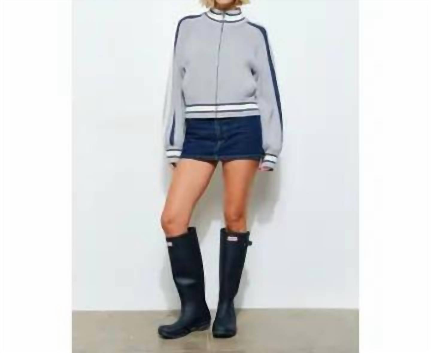 Pretty Garbage Adriana Zip Up Cardigan in grey - women's cardigan