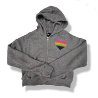flowers by zoe Girl's Waffle Lounge Zip Hoodie in grey - kids' shirt - alternate view