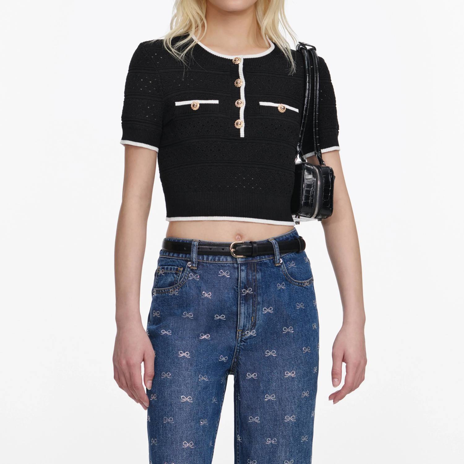Self-Portrait - Pointelle Knit Top