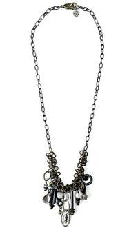 Legend Or Lies - Women's Cluster Chain & Mixed Metal Dangles Necklace