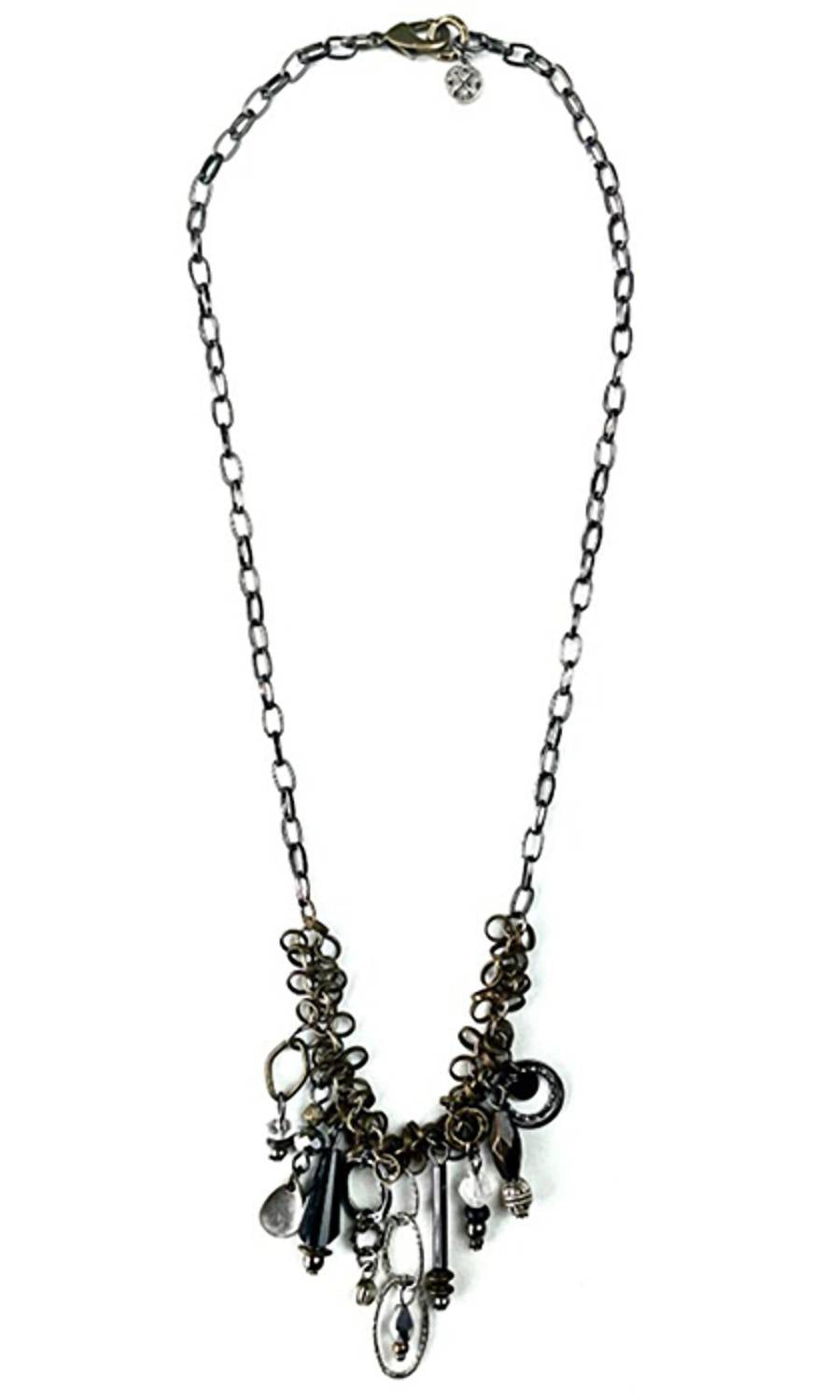 Legend Or Lies - Women's Cluster Chain & Mixed Metal Dangles Necklace
