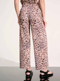 Joseph Ribkoff - Pleated Scuba Crepe Animal Print Pull On Wide Leg Pants