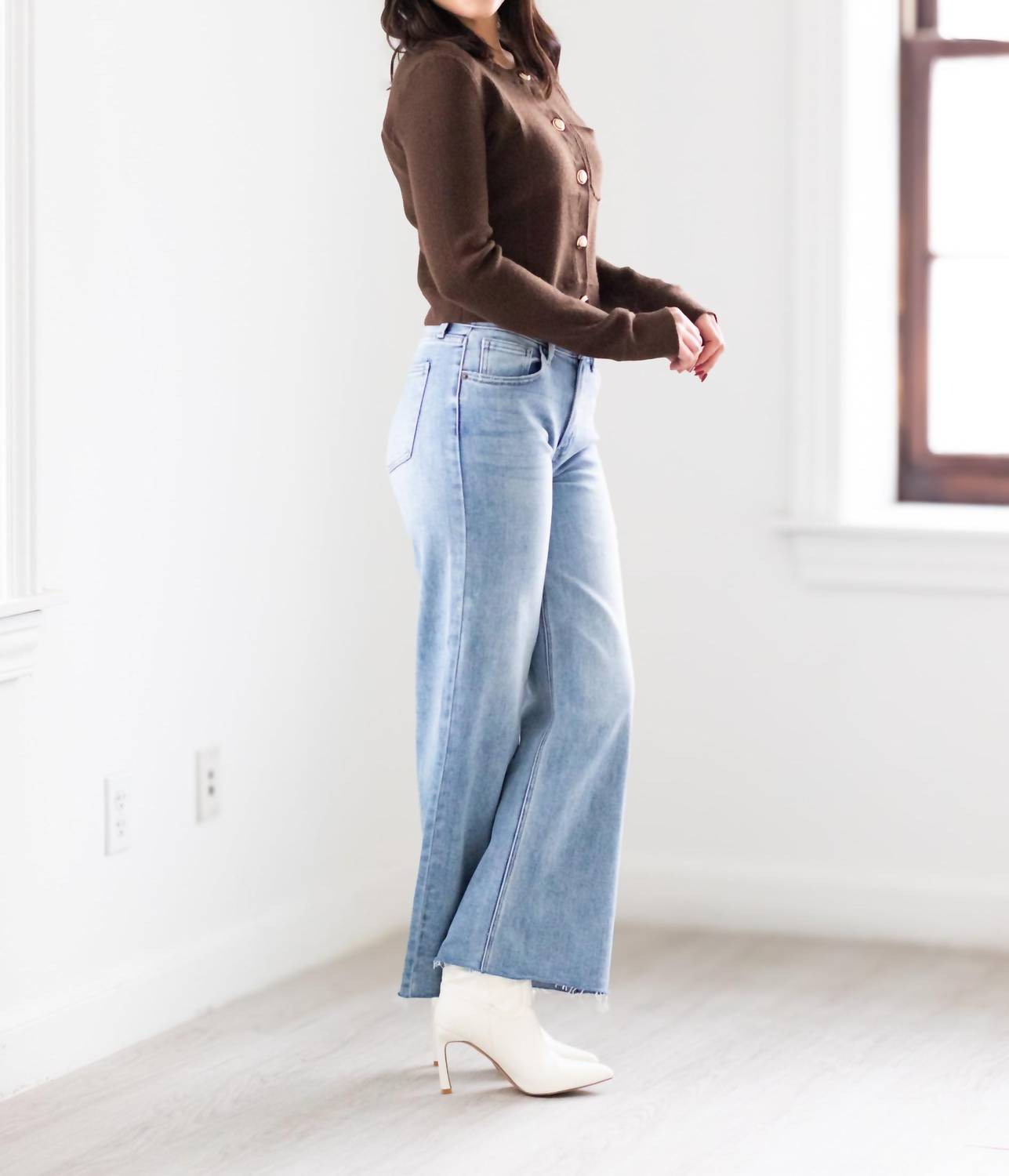 Just Usa - Slim Wide Leg Cropped Jeans