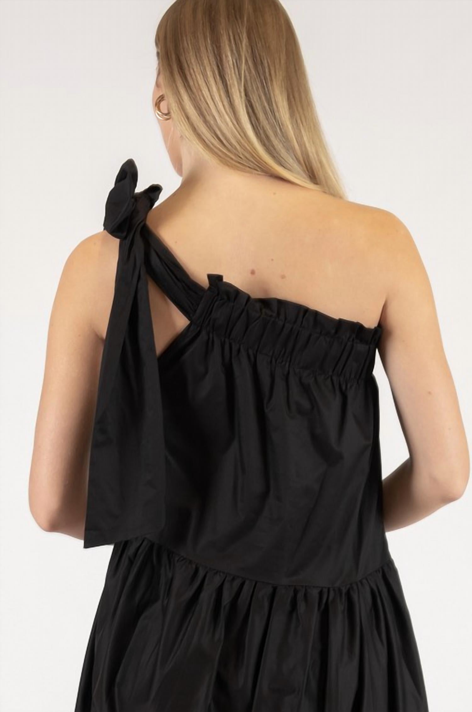 Before You Collection Gale Poplin One Shoulder Maxi Dress in black - women's dress - view 4
