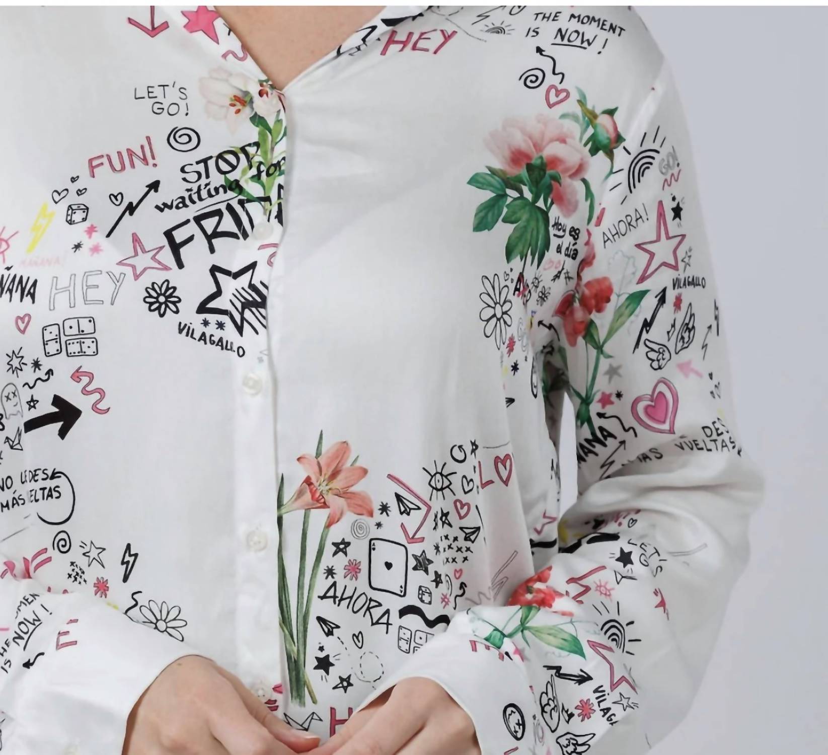 Vilagallo - Flores Graffiti Print Blouse