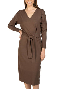Love Token - Knit Midi Sweater Dress With Tie Sash