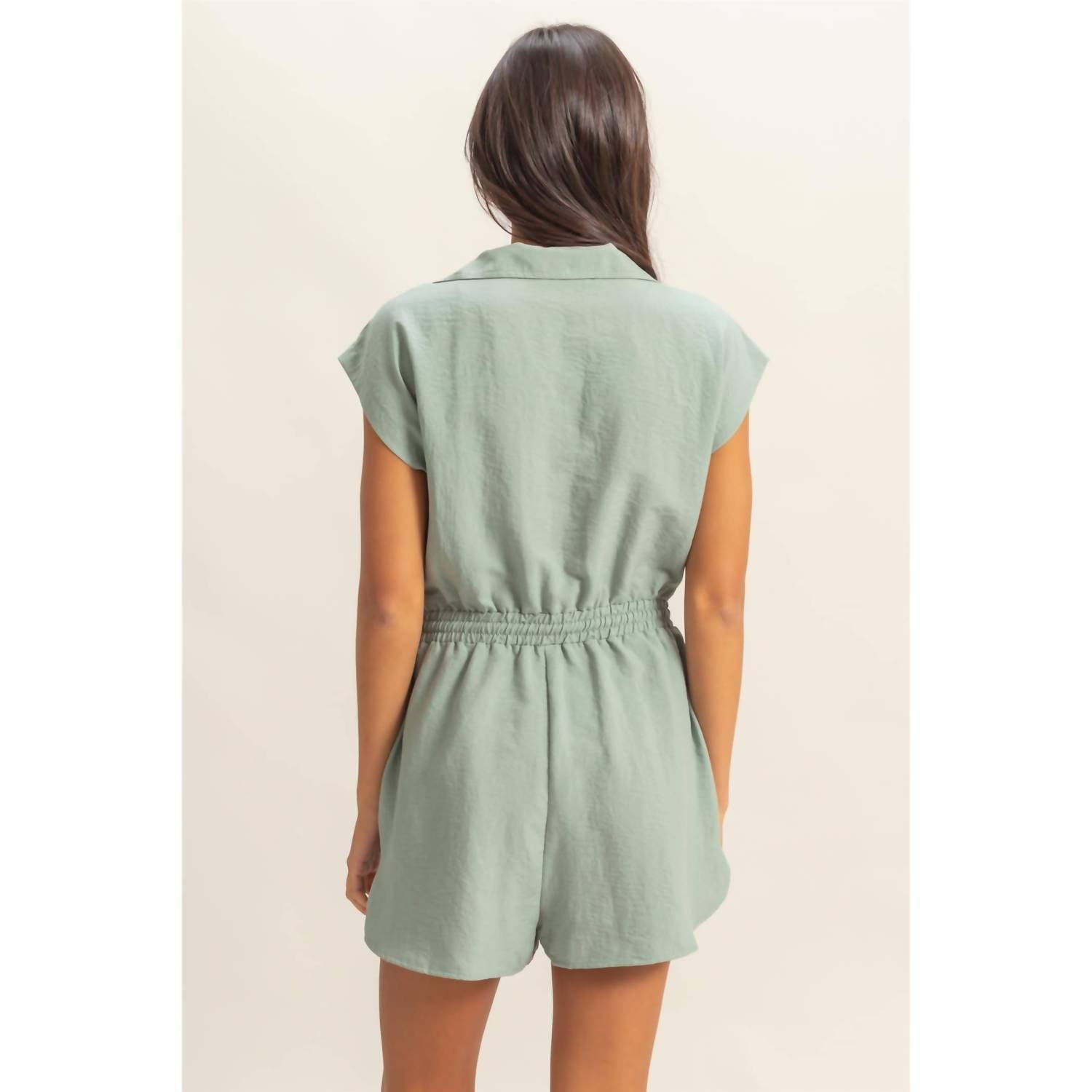 Hyfve - Collared Romper With Buttonless Placket