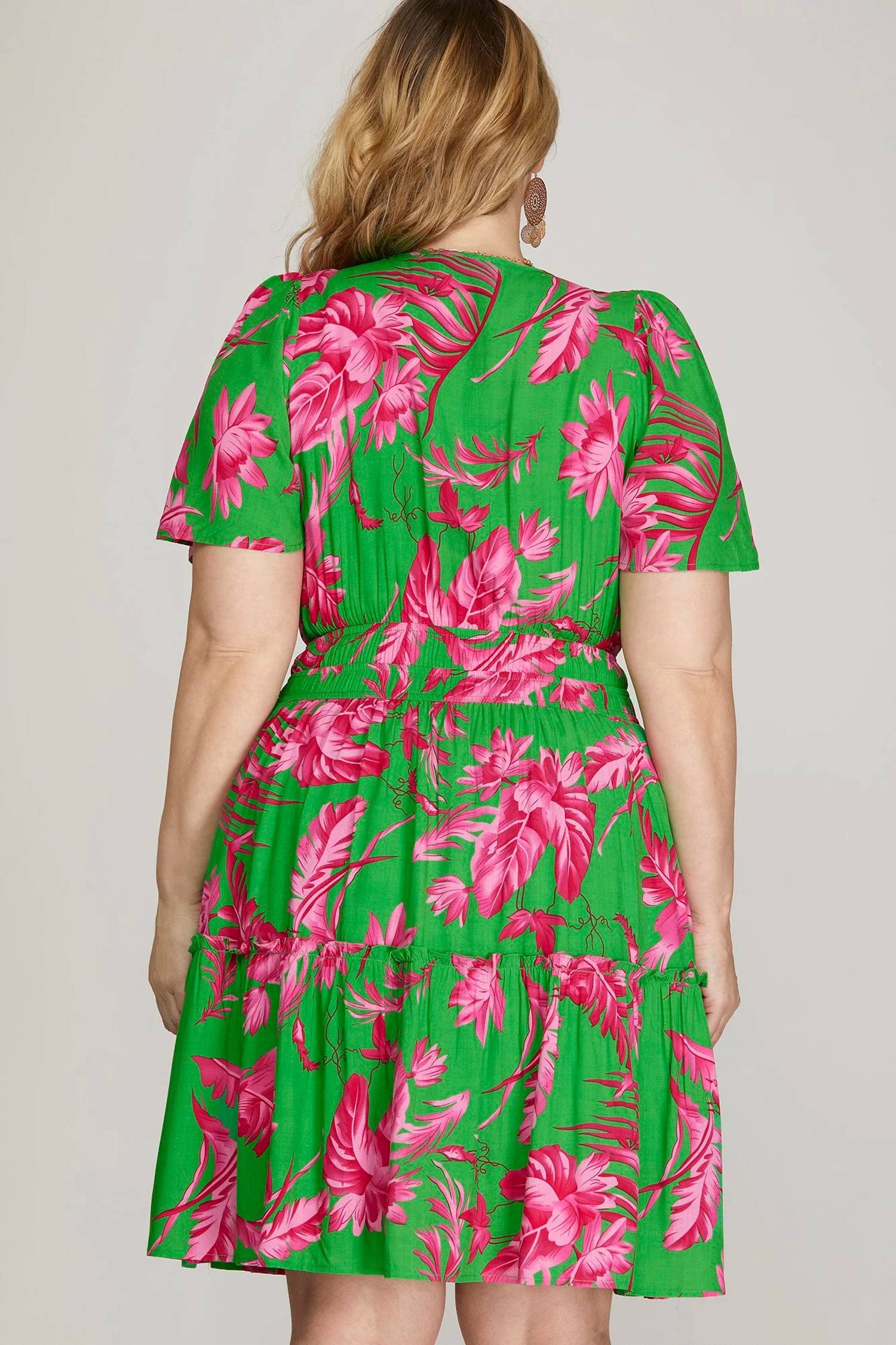 She + Sky - Half Sleeve Woven Dress - Plus