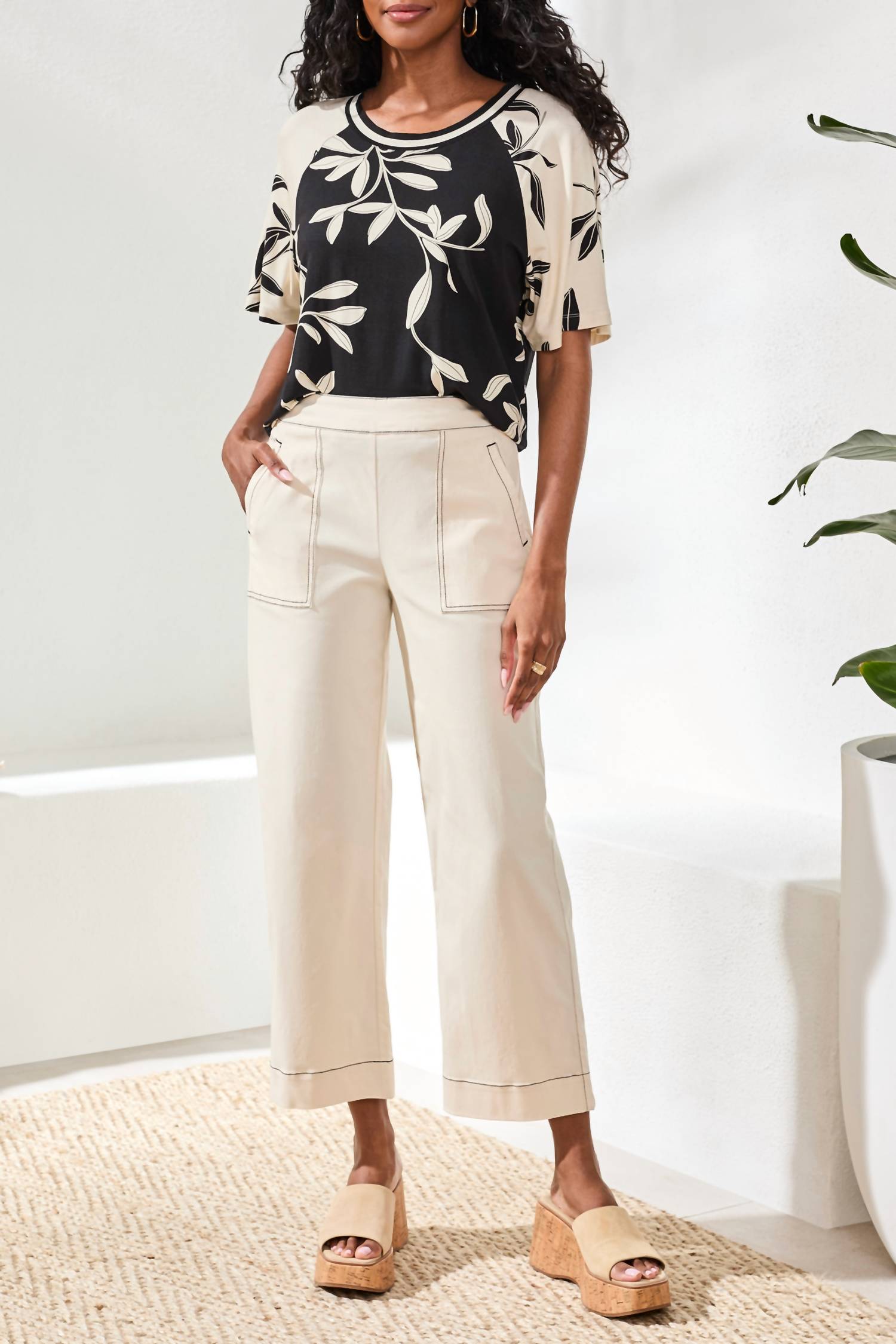 Tribal - Pull On Ankle Pants With Contrast Stitch