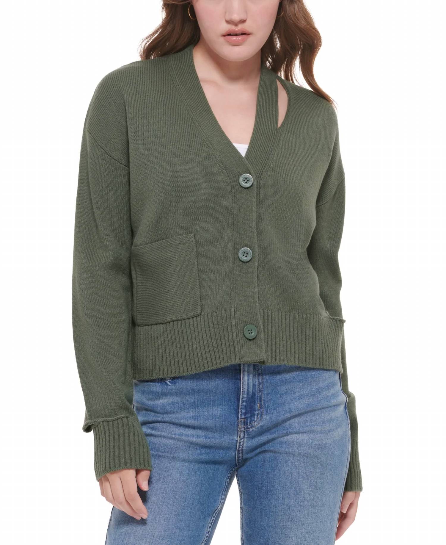 Calvin Klein - Cutout V Neck Cardigan