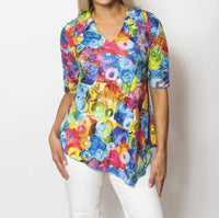 Sno Skins - Printed Crinkle Johnny Collar Top