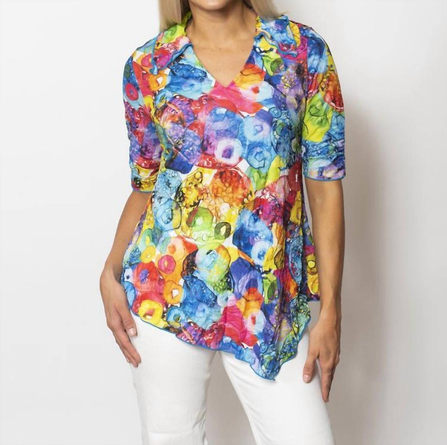 Sno Skins - Printed Crinkle Johnny Collar Top