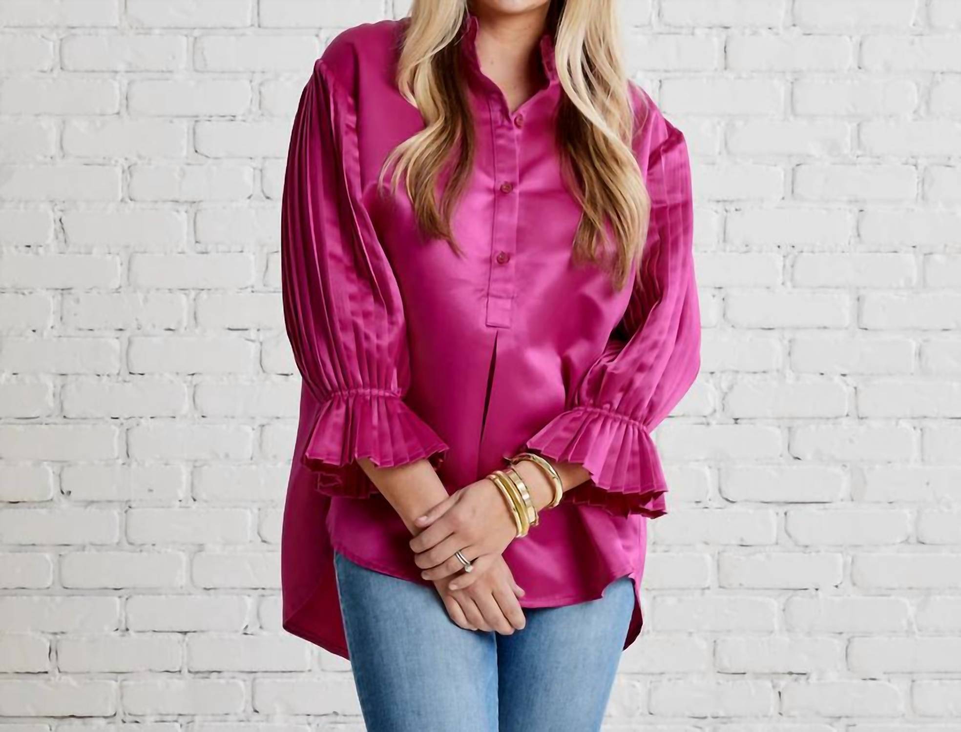 Caryn Lawn - Kimberly Pleated Top
