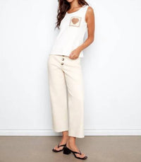 CHARLIE B Crochet Patch Pocket Knit Tank Top in ecru - women's tank top - alternate view
