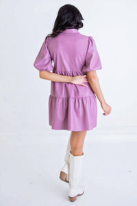Karlie - Faux Leather Tier Dress