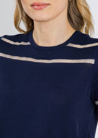 Peace Of Cloth - Sheer Stripe Short Sleeve Crew Top