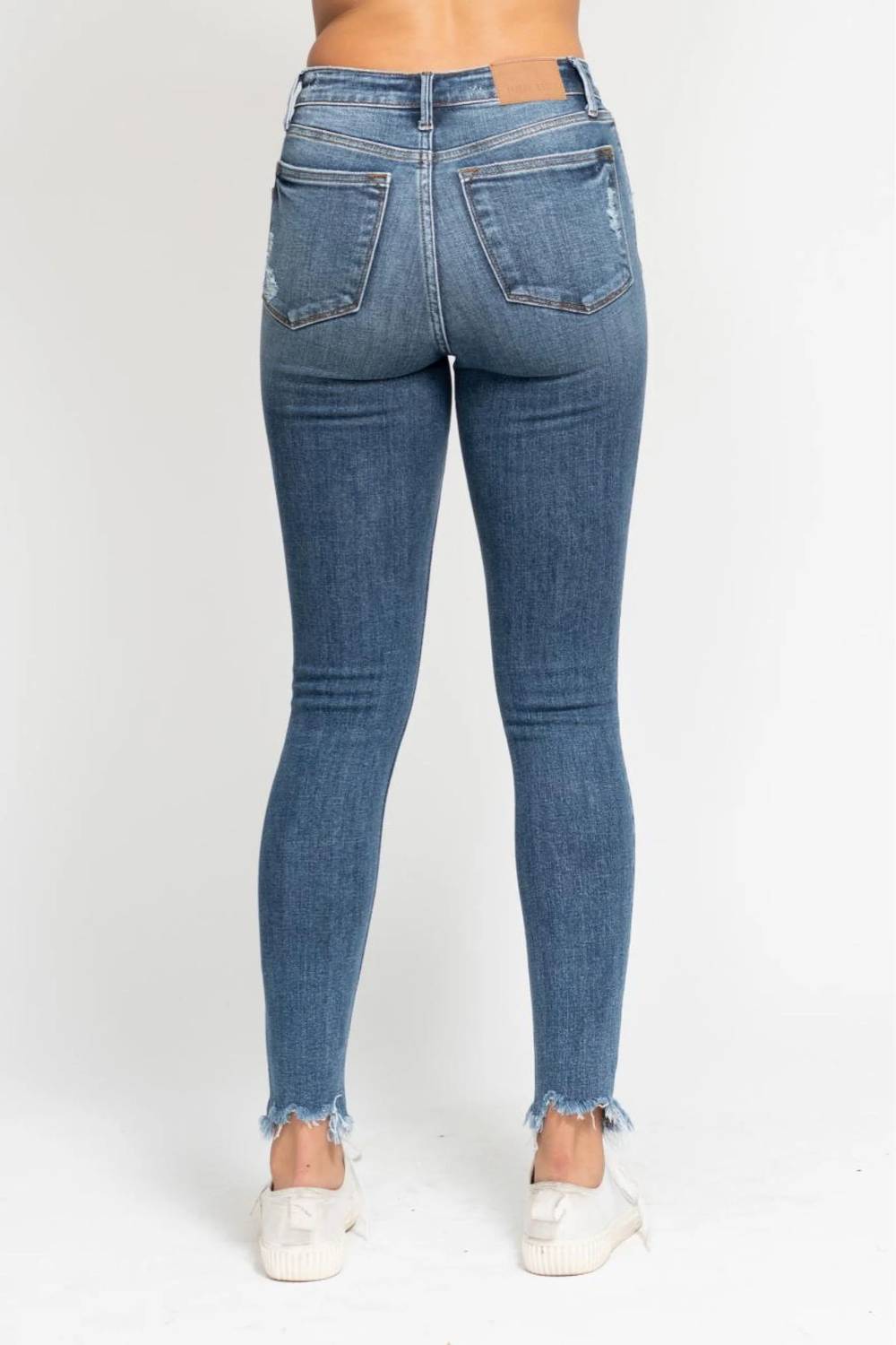 Judy Blue - High Waist Skinny Jeans With Destroy And Shark Bit Hem