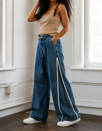 Flying Tomato - Frayline Wide Leg Jeans