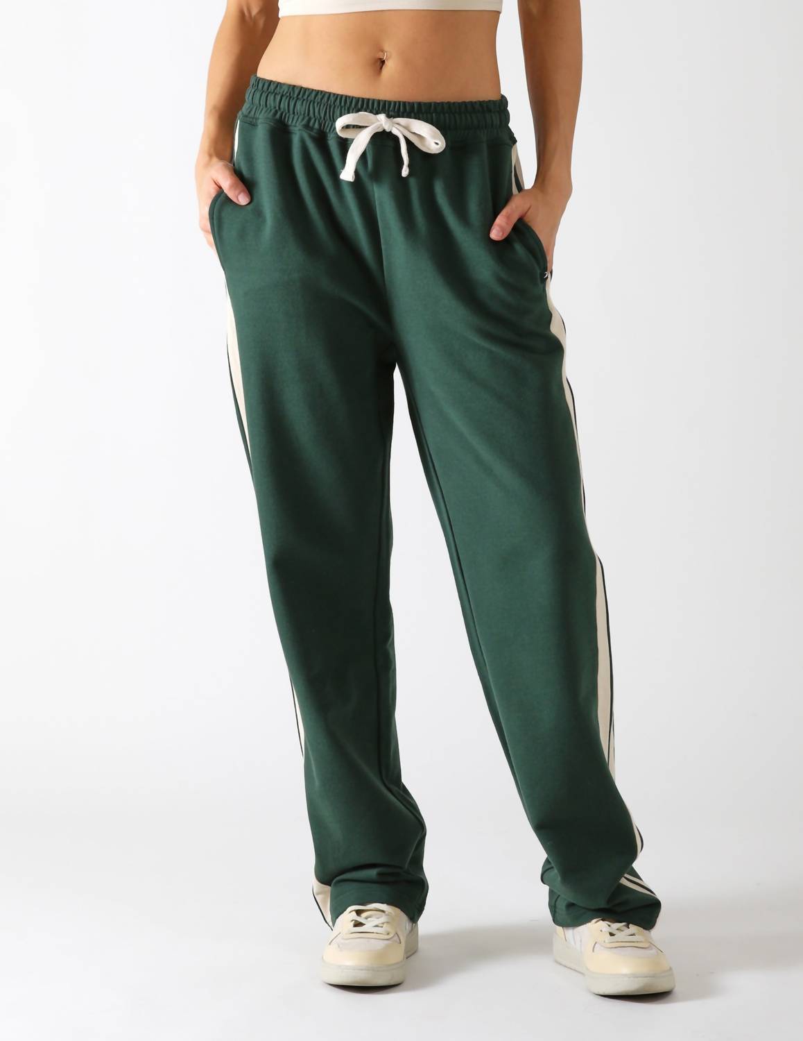 glyder Retro Straight Leg Sweatpant in forest oatmilk - women's pants