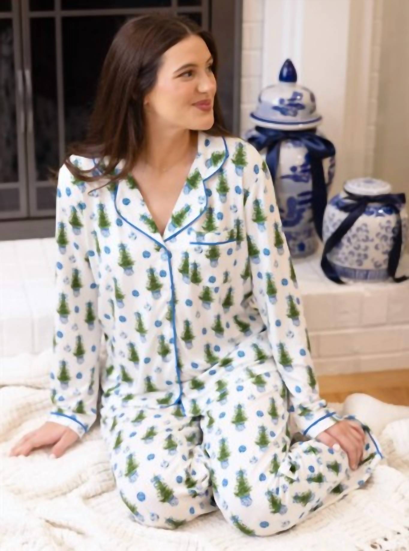 Mary Square - Fancy And Festive Blue - Pajama Set