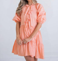 Karlie - Solid Bow Poplin Mini Dress