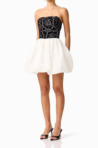 ELLIATT Eris Strapless Mini Dress in black white 2 - women's dress - alternate view