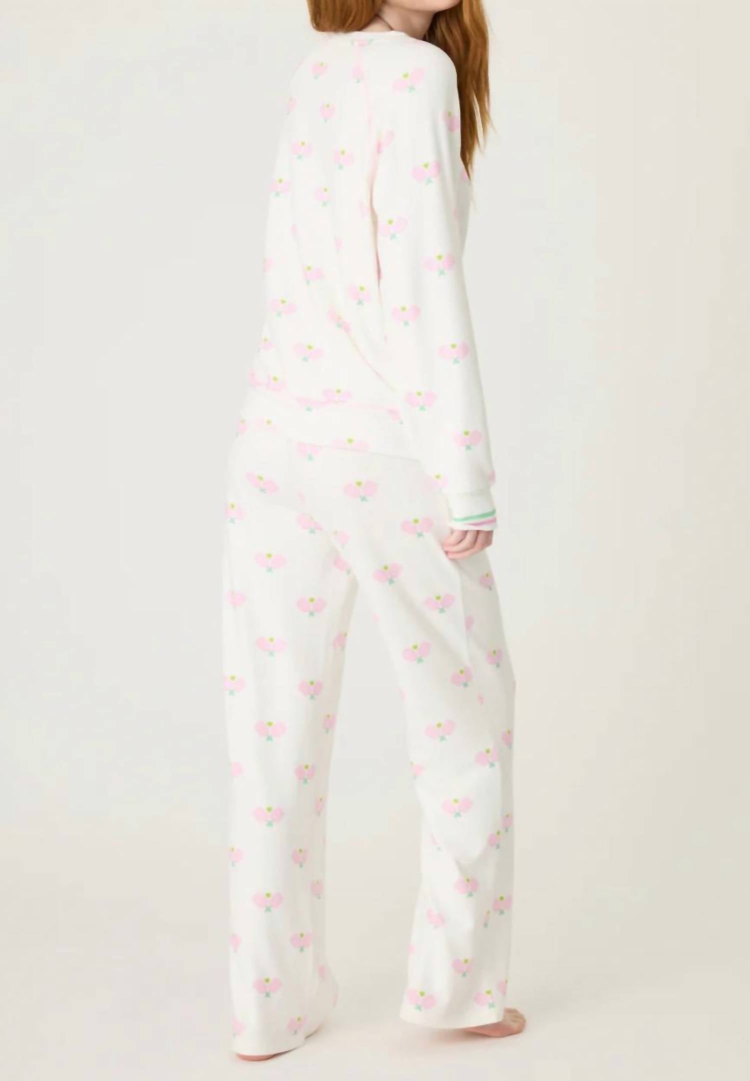 PJ Salvage Peachy Party Pickleball Pant in ivory pink - women's pants - detail view