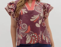Entro - Plum Floral Top -Plus