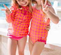 Rufflebutts - Girls' Gingham Tie Shoulder One Piece Swimsuit