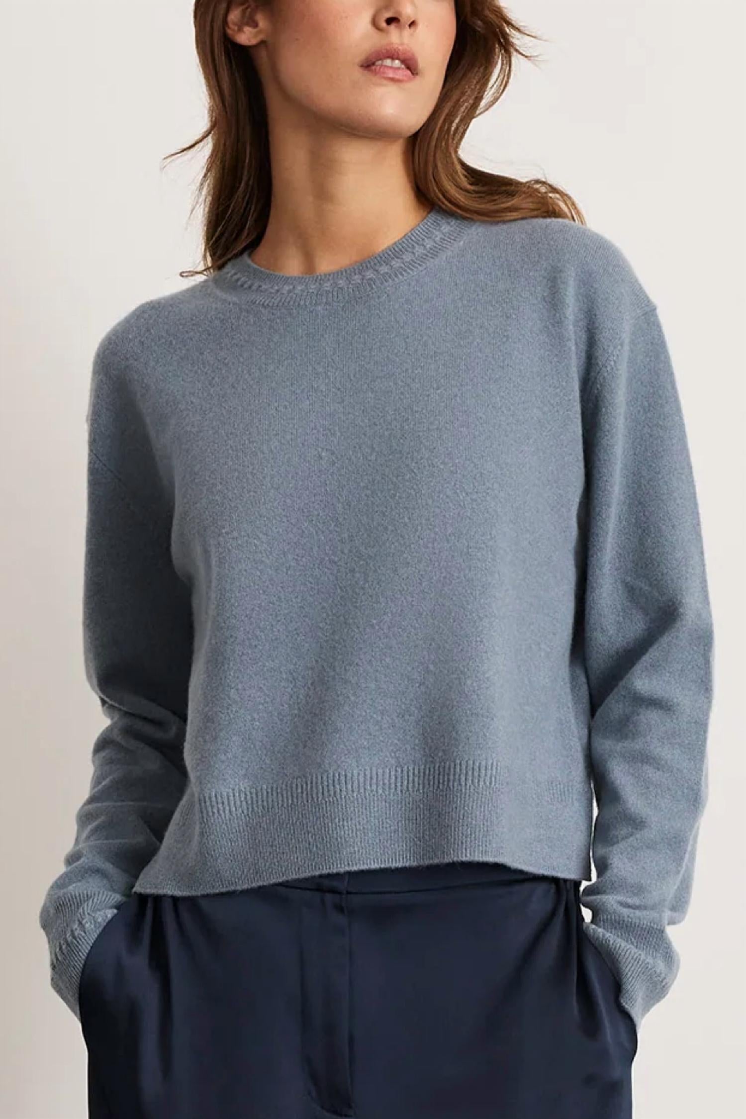 TANYA TAYLOR Lexia Cashmere Sweater in steel blue 1 - women's sweater