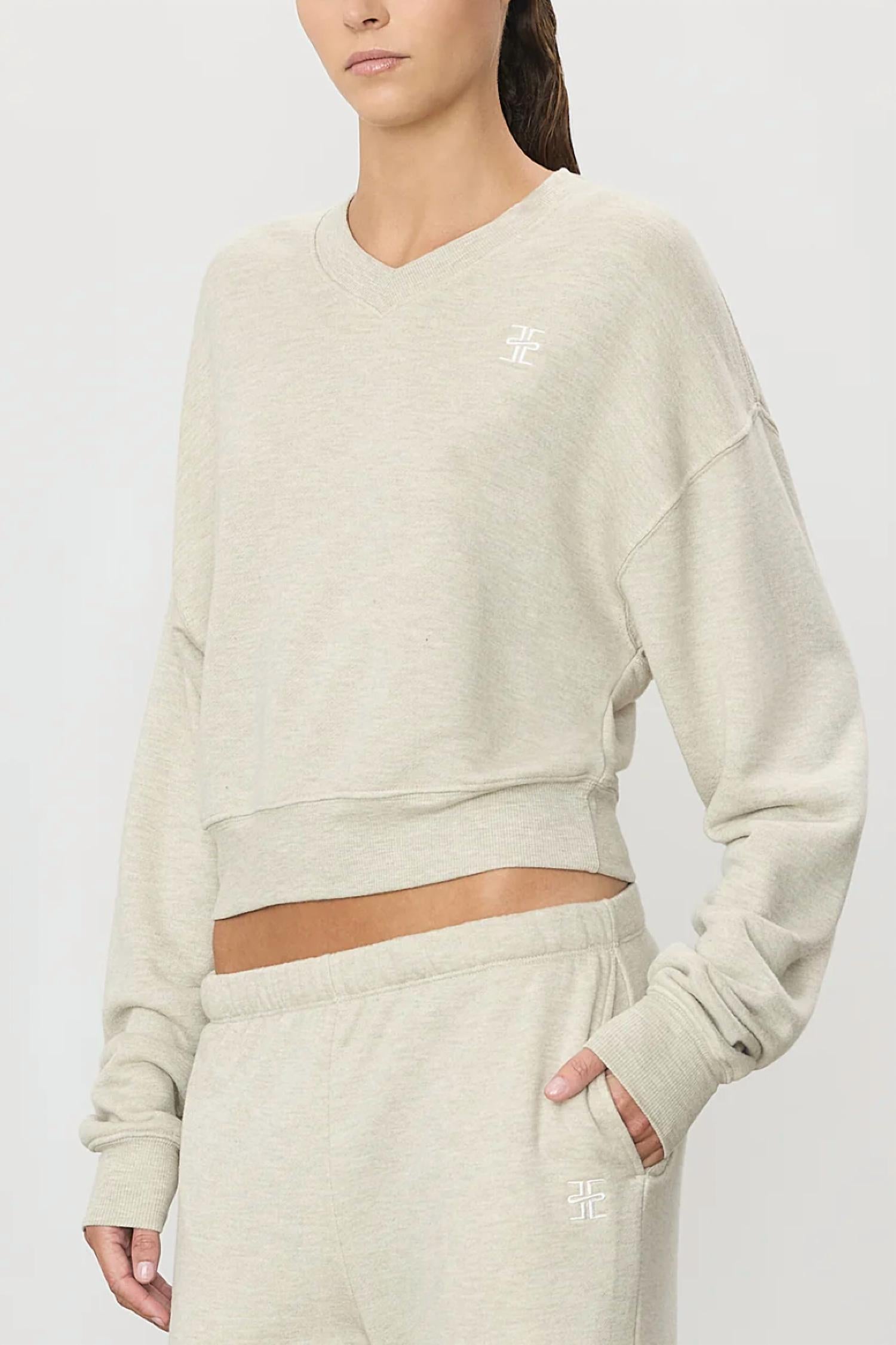 Eterne - Cropped V-Neck Sweatshirt