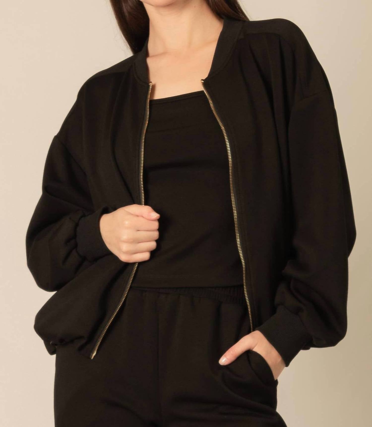 P.CILL Butter Modal Bomber Jacket in black - women's jacket - view 6