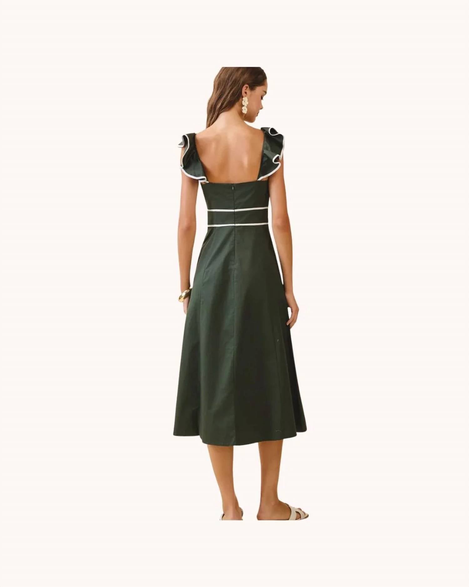 Tcec - Ruffle Neck Bodice Midi Dress