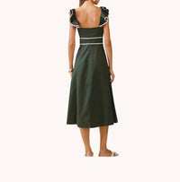 Tcec - Ruffle Neck Bodice Midi Dress