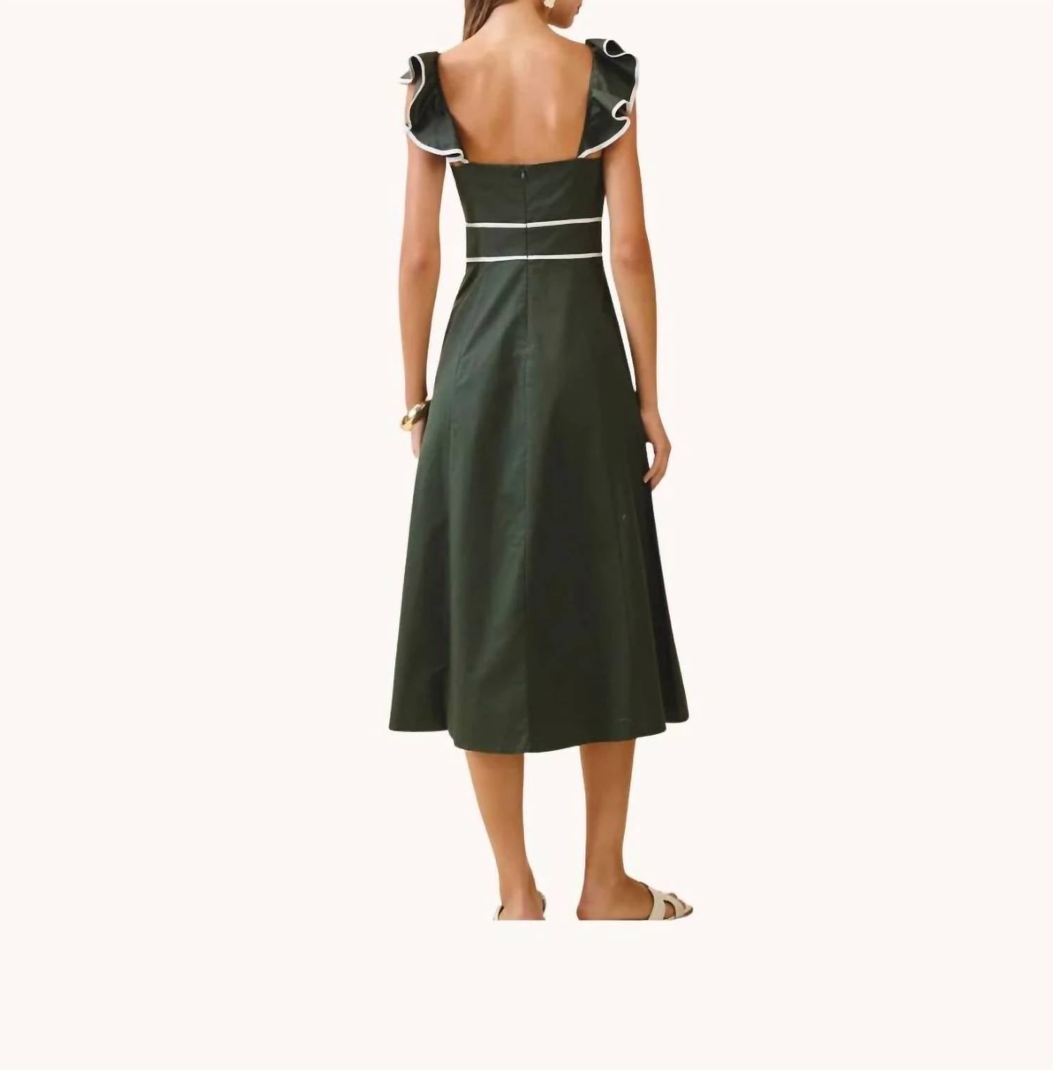 Tcec - Ruffle Neck Bodice Midi Dress