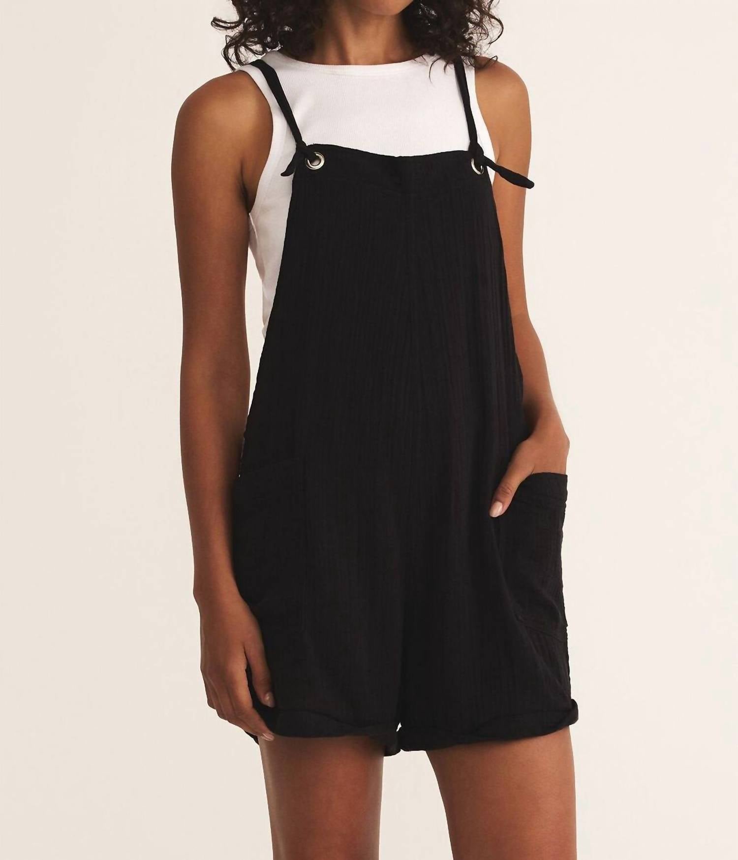 Z Supply Montague Airy Romper in black 1 - women's pants