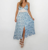 NIBI MTK Isabella Dress in teal bird - women's dress