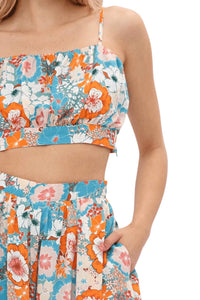 Fore Collection - Harmony Flower Power Crop Top & Flare Pant Set
