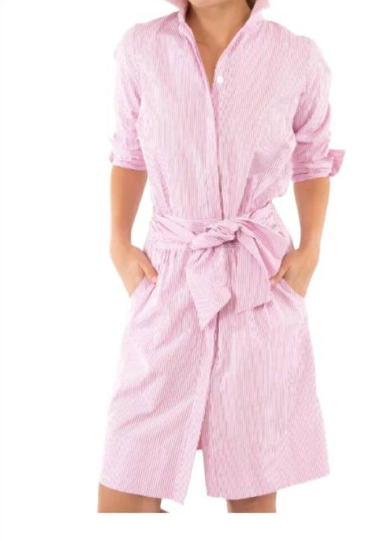 Gretchen Scott - Breezy Blouson Pin-Stripe Dress Pink