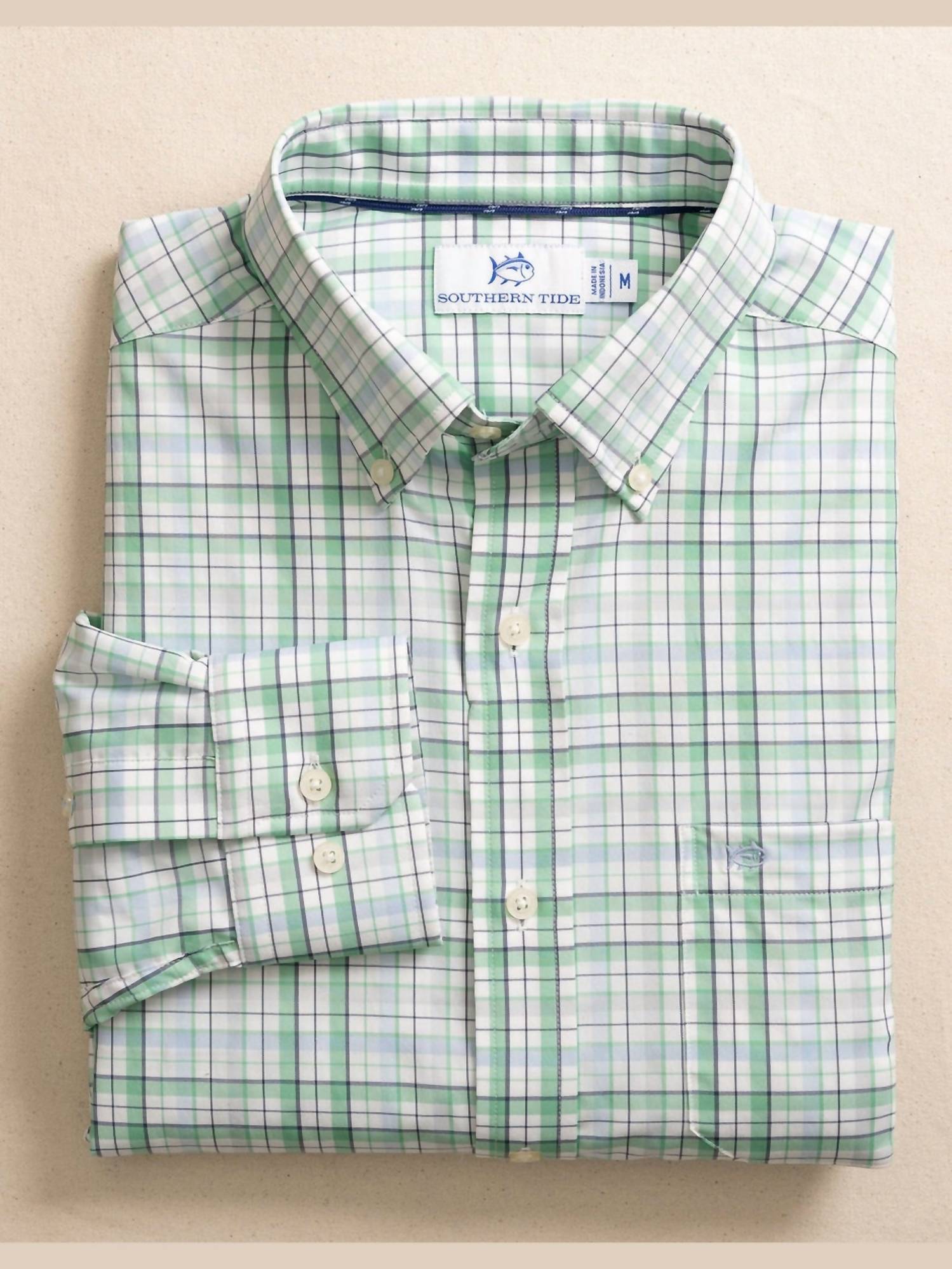 SOUTHERN TIDE Men's Morris Island Performance Button Down Shirt in jade green - men's shirt