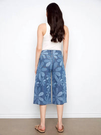 Charlie B - Printed Cropped Stretch Denim Palazzo Pants
