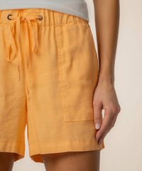 KUT FROM THE KLOTH Katana Linen Drawstring Short in citrus wash - women's shorts - detail view
