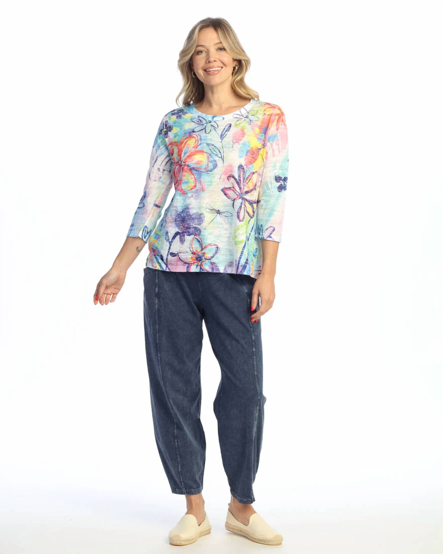 Jess & Jane - Abstract Print Burnout Top