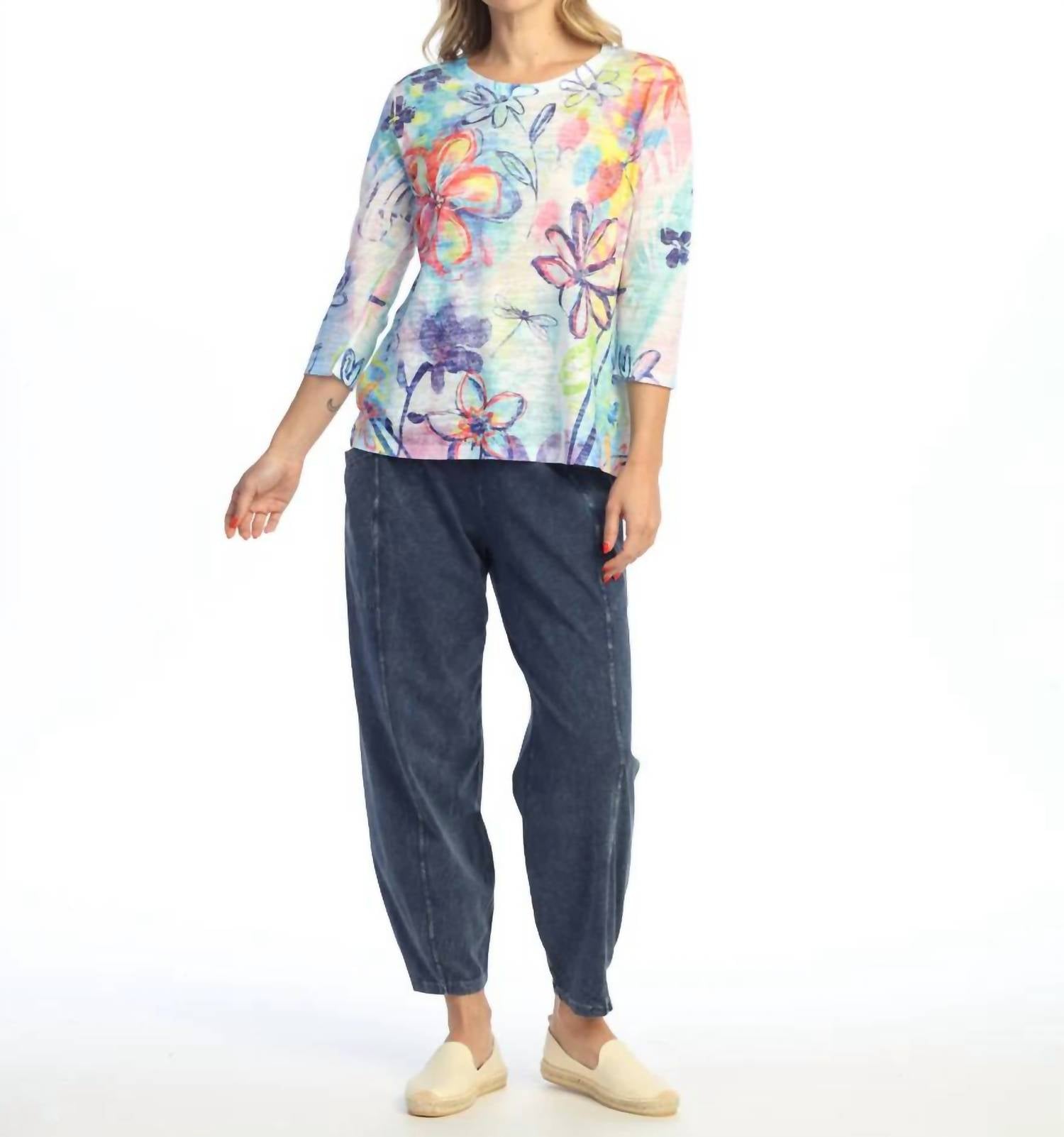 Jess & Jane - Abstract Print Burnout Top