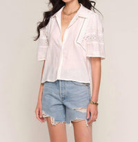 heartloom Carmen top in white - women's blouse - detail view
