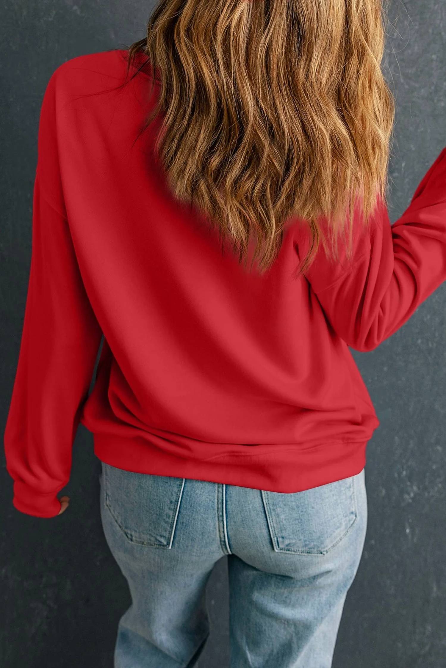 Kentce Fashion - Holly Jolly Glittering Printed Christmas Pullover Sweatshirt